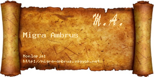Migra Ambrus névjegykártya